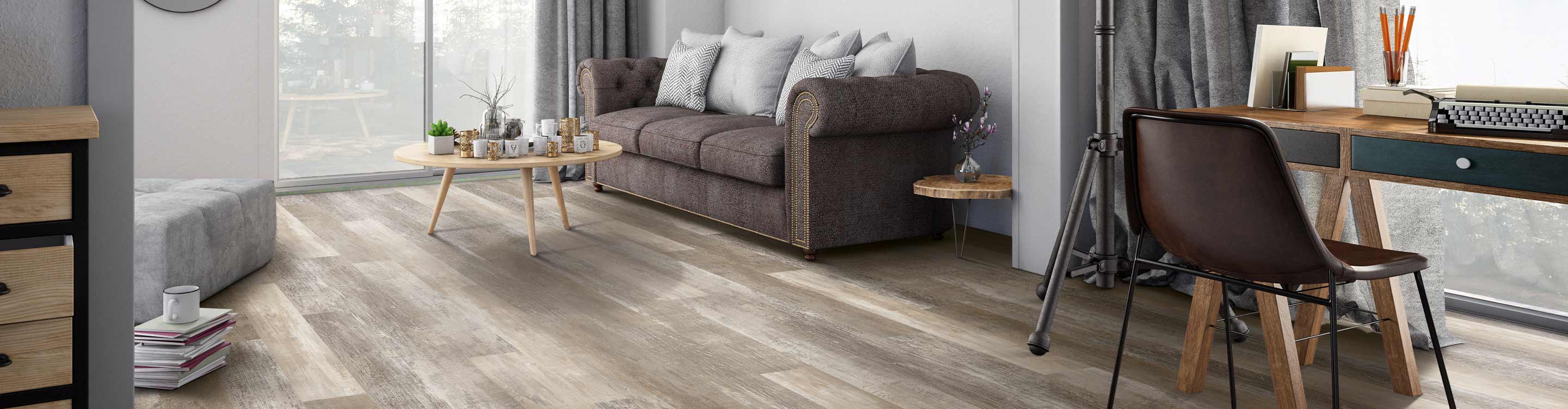 vinyl wood-look floor in living room